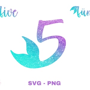 Sirène cinquième anniversaire | 5 | d’anniversaire Cinquième anniversaire | | de sirène | allemand Cricut Silhouette | Téléchargement numérique - svg png