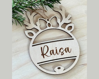 Custom Christmas ornaments with laser-cut names and CHRISTMAS pendants made of wood WOODEN CHRISTMAS gift tags personalized Holiday decorati