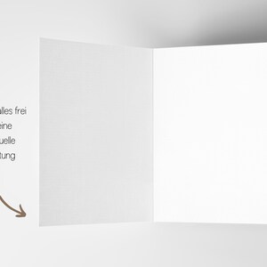May include: A blank white card with a folded edge. The inside of the card is blank and the outside has the text "innen ist alles frei fur deine individuelle Gestaltung".