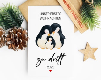 Unser erstes Weihnachten zu dritt | Grußkarte | Weihnachtskarte | Karte personalisiert |