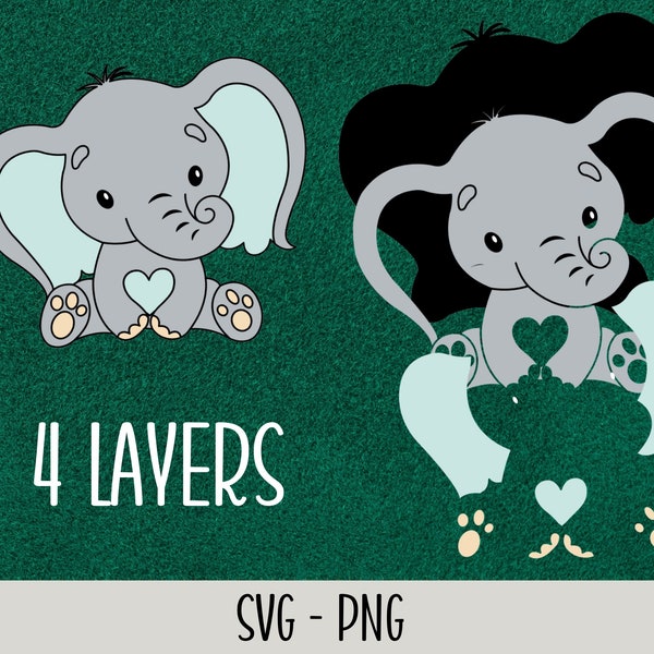 Elephant SVG Cut File | Boy Elephant Clipart |Cutting File | Layered SVG | Sweet Elephant Baby Shower | Easy to use cut file | Kawaii animal