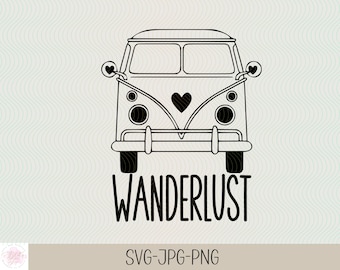 Fernweh-Campingbus SVG | Retro-Camper-Clipart (Digitaler Download)