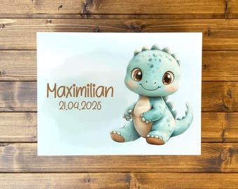 Caja de recuerdos de madera personalizada para bebé / Regalo de recuerdo de dinosaurio