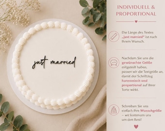 Just Married Cake Topper  – Moderner Hochzeit Tortenstecker – Elegante Hochzeitsdeko für Torte – Personalisierbar