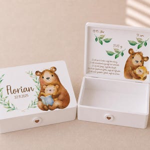 Personalisierte Papa-Bär-Erinnerungsbox | Baby-Erinnerungsbox, Taufgeschenk