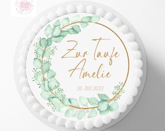 Personalized Eucalyptus Cake Topper | Girl Christening Decor