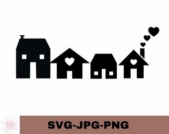 Christmas Houses SVG | Winter Village Stickers, Printable (Digital Download)