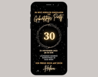 Digitale Geburtstags Party Einladung | digitale Whatsapp Geburtstagseinladung | Personalisierte Geburtstagskarten zum versenden WhatsApp
