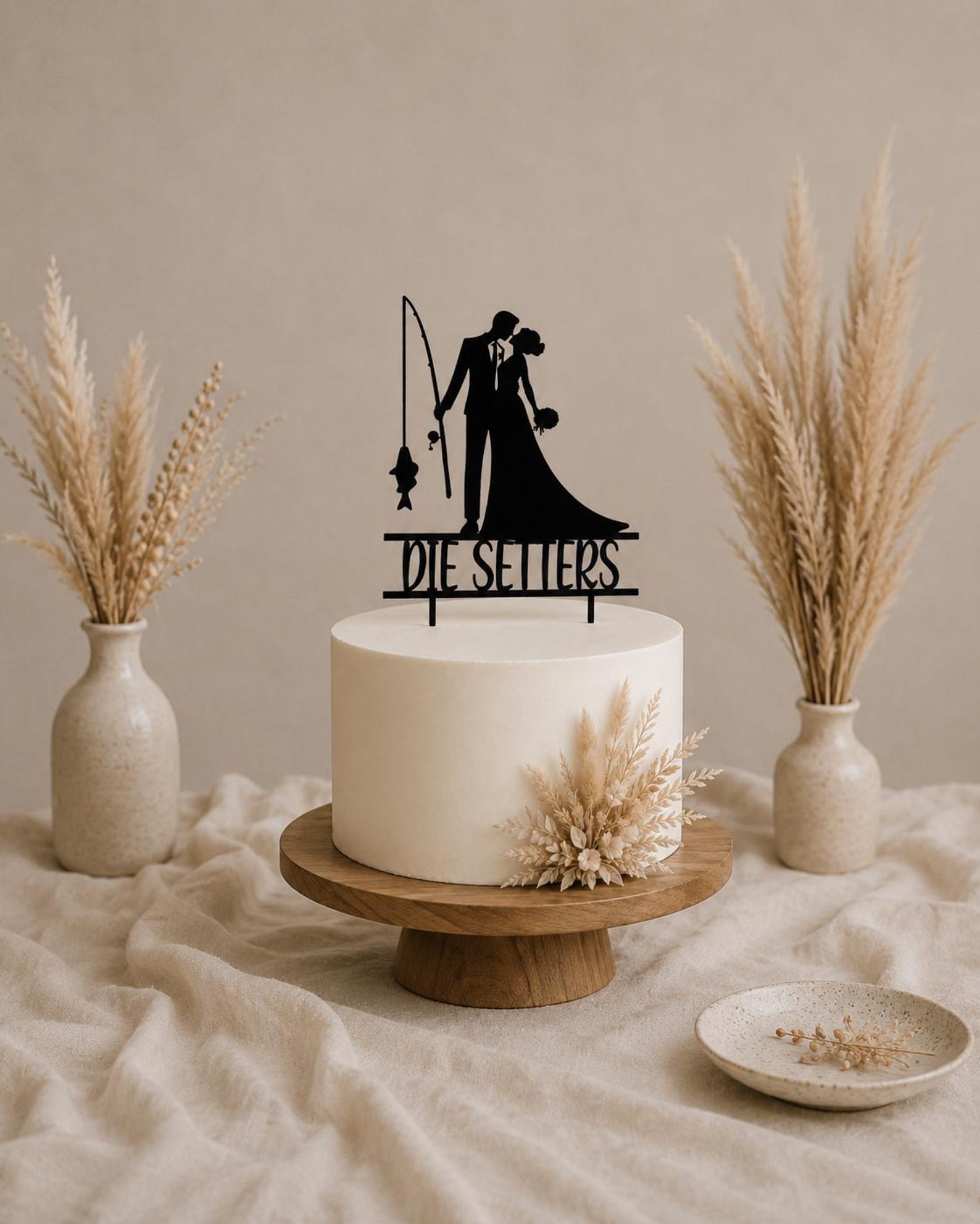 Personalized Wedding Cake Topper, Fishing Couple, 3D Printed, Custom Personalized Wedding Cake Topper, Fishing Couple, 3D Printed, Custom