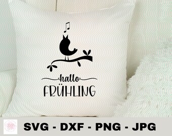 Hallo Frühling | Plotterdatei | Cut file Cricut | Silhouette  Aufkleber Sticker zum selbst ausdrucken | Digitaler Download - svg jpg png dxf
