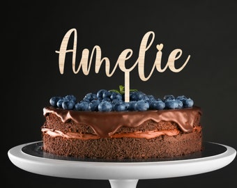 Topper per torta personalizzato in legno con nome / Tortenstecker in legno / Kuchenstecker / Caketopper / Wunschname / Geburtstagstorte