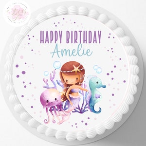 Tortenaufleger Fondant Geburtstag Kind Zuckerbild Mädchen Junge Meerjungfrau Ozean Wild one