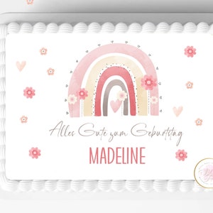 Tortenaufleger Regenbogen | Gburtstagstorte | Cake Topper essbar | personalisiert mit Wunschname & Datum |  Tortndeko | Torten Bild |