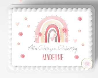 Tortenaufleger Regenbogen | Gburtstagstorte | Cake Topper essbar | personalisiert mit Wunschname & Datum |  Tortndeko | Torten Bild |