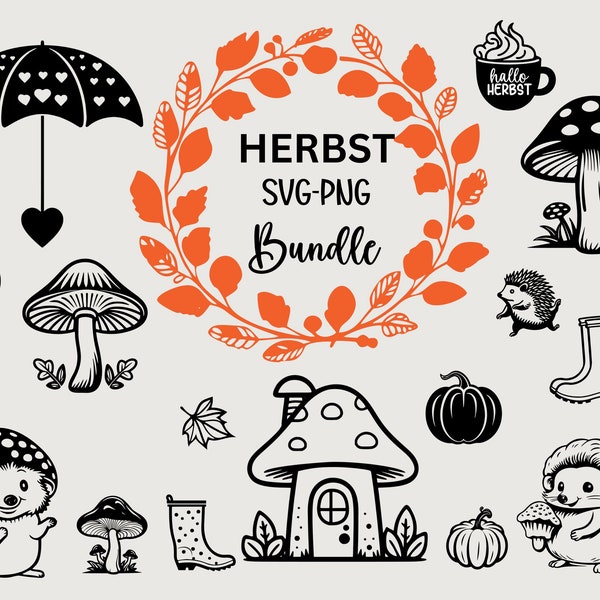 Herbstliebe / Igel / Plotterdatei Bundle / Herbst Sprüche Plotter / Herbstliebe / SVG PNG