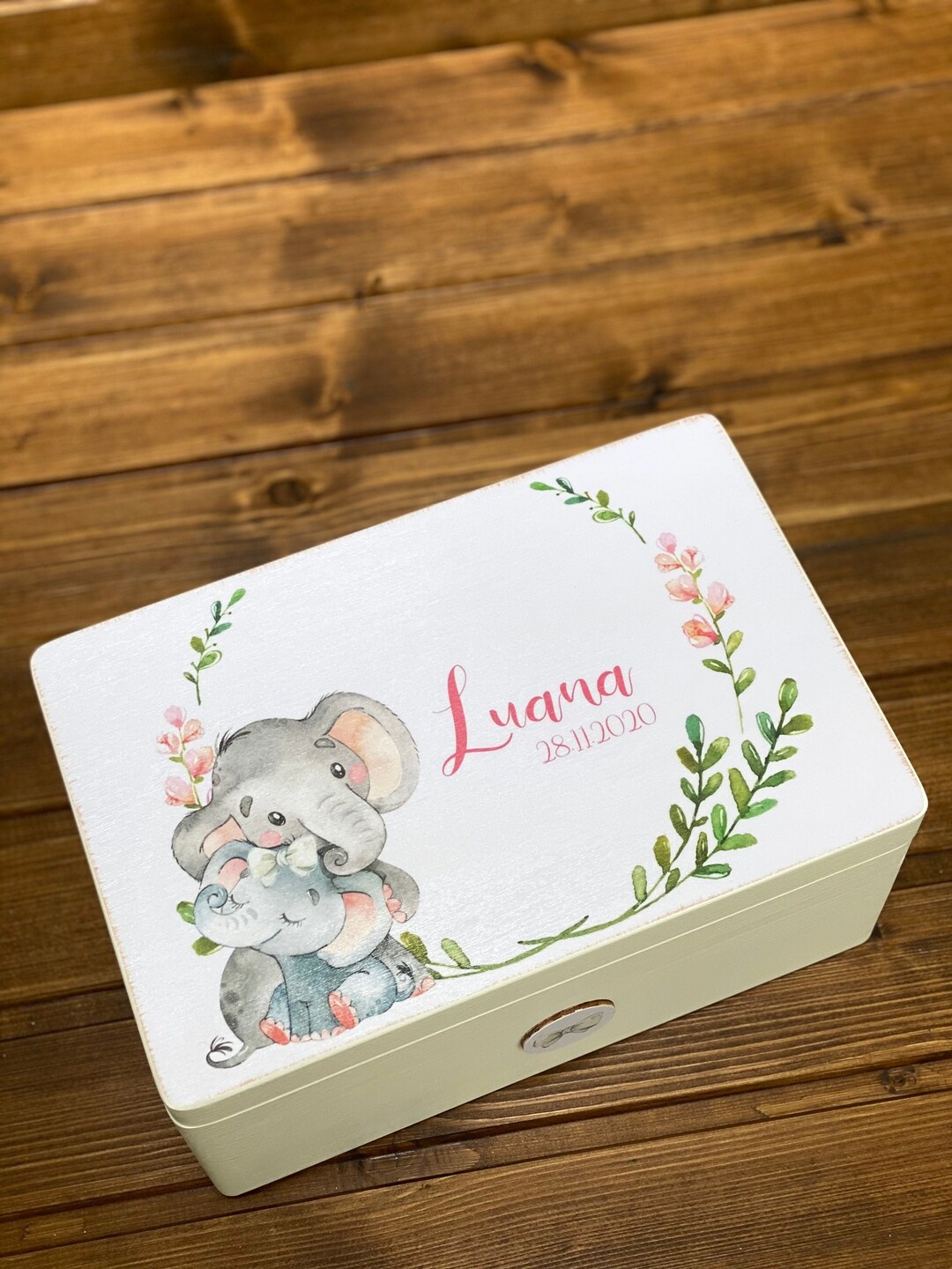 Personalized Elephant Baby Memory Box | Keepsake Gift - Etsy
