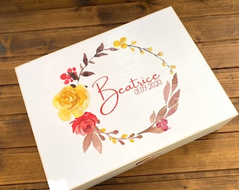 Personalized Wooden Memory Box | Baby Keepsake Box, Christening Gift