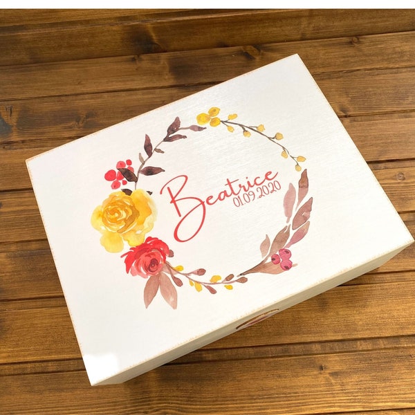 Erinnerungsbox aus Holz | Memory Box | Erinnerungskiste | Baby Box | Holzkiste | Keepsake | Personalisierte Kiste | Gift Box | Storage Box