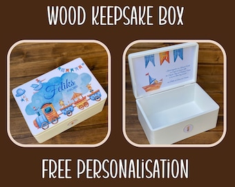 Caja de recuerdos/guarda de madera personalizada para bebés