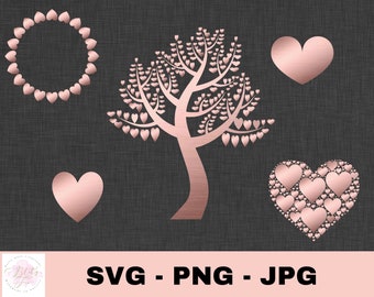 Heart Tree SVG | Valentine's Day Wedding Digital Bundle (svg, jpg, png)