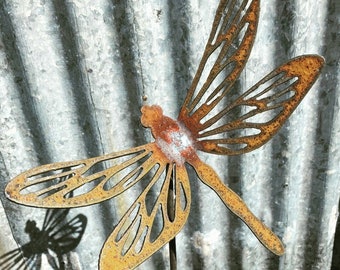 Metal Dragonfly on Stake
