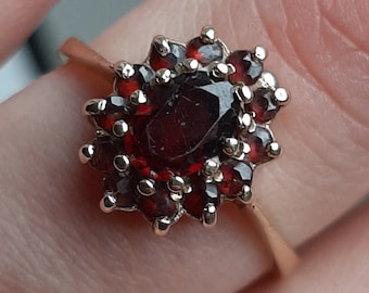 A 9ct gold garnet cluster ring