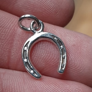 A silver lucky horseshoe pendant charm image 1