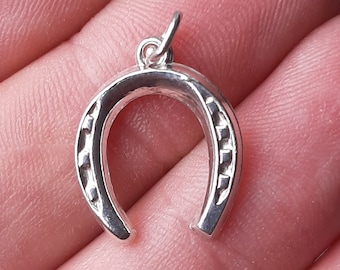 A silver lucky horseshoe pendant charm