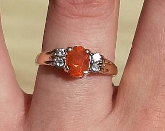 A vintage 14ct gold fire opal and diamond ring