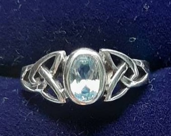 A silver blue topaz ring, Finger size L and a half