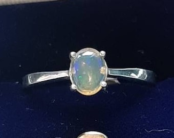 A silver opalite ring