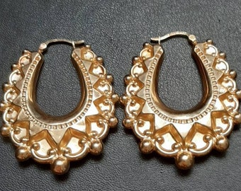 Orecchini A Cerchio Creoli In Oro Giallo 9k Vintage - Foto 14