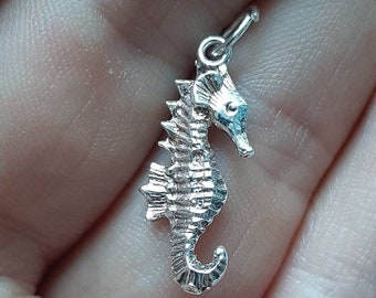 A silver seahorse pendant charm