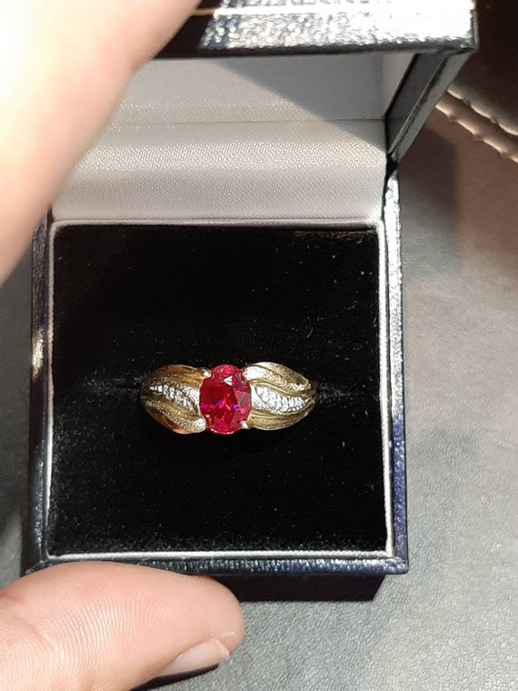 A 9ct gold ruby and diamond ring - image 4