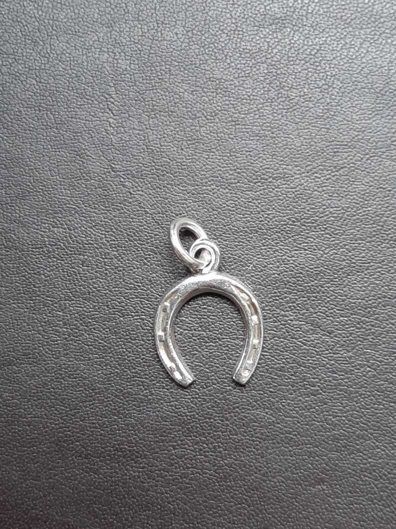 A silver lucky horseshoe pendant charm image 9