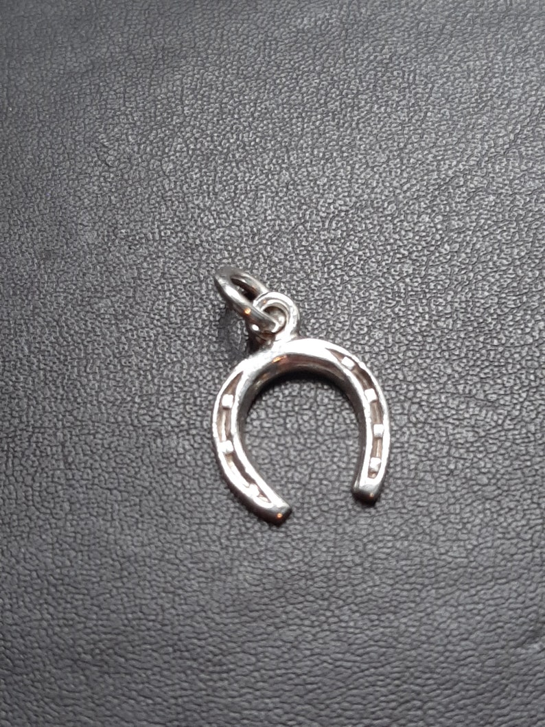 A silver lucky horseshoe pendant charm image 6