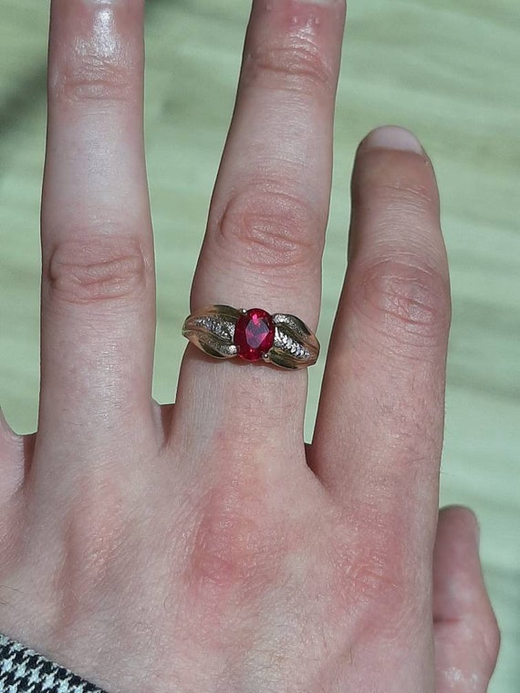 A 9ct gold ruby and diamond ring - image 5