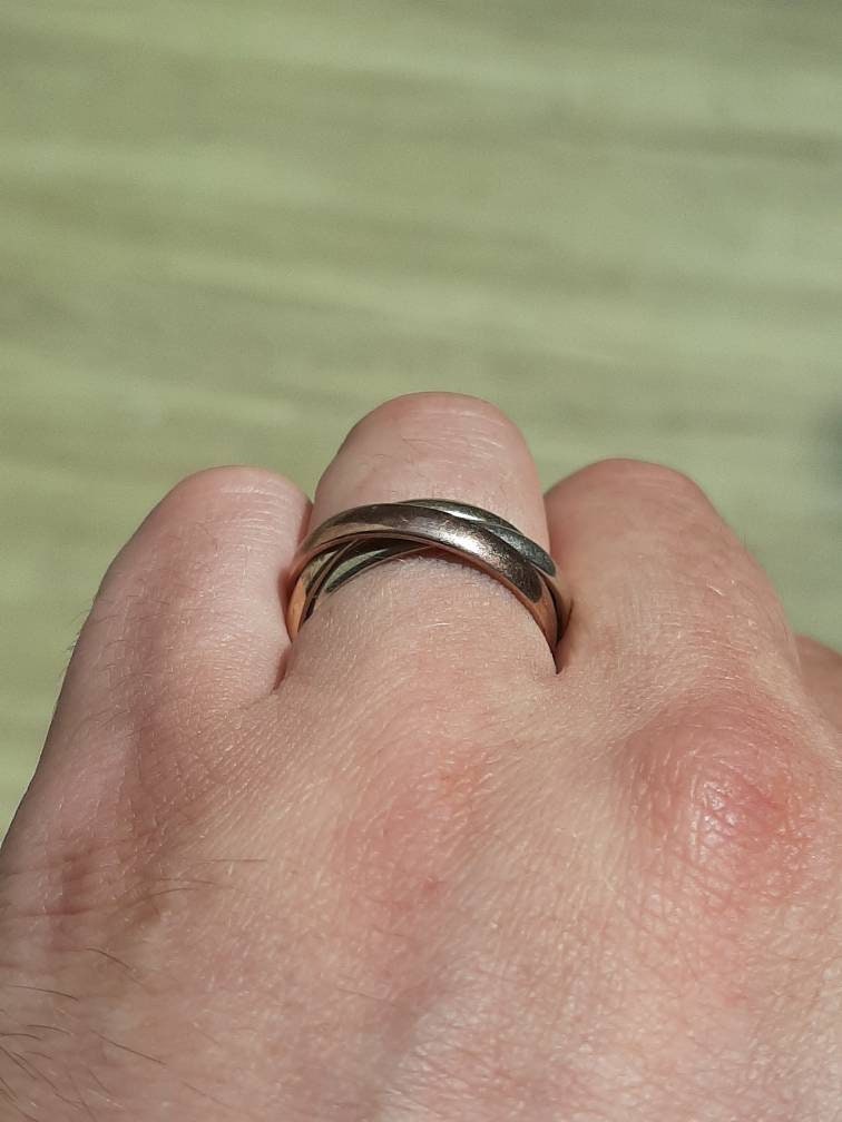 ヴィンテージの9金トリプルカラーゴールドの結婚指輪 - Etsy 日本