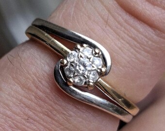 A vintage 18ct white gold and yellow gold diamond ring