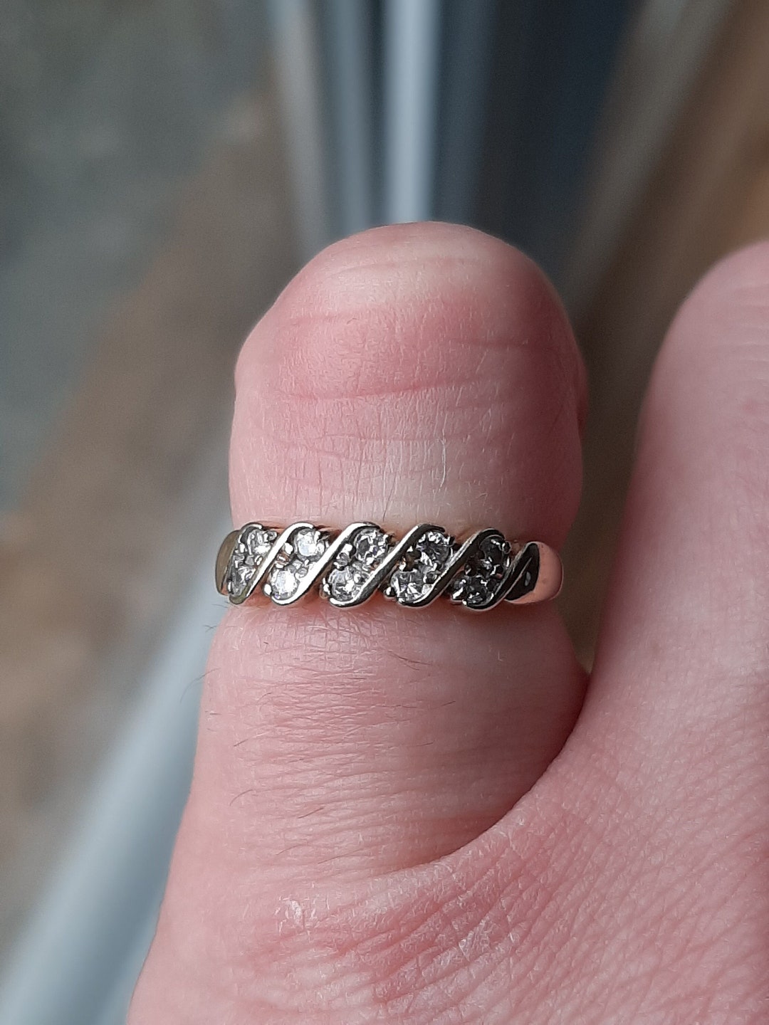 Nine Two Rings A Vintage 9ct Gold Diamond Two Row Half Eternity Ring - Etsy