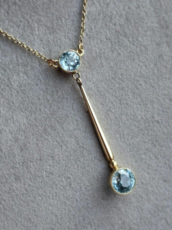 An Antique Edwardian 15ct Gold Blue Zircon Necklace New Zealand