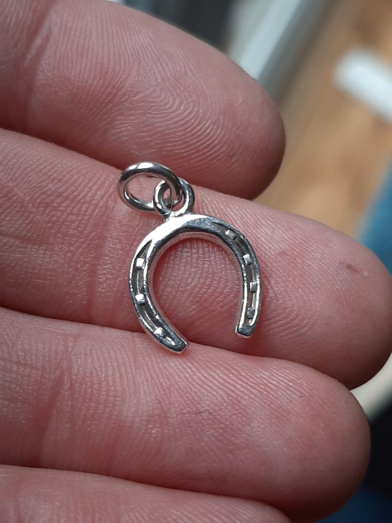 A silver lucky horseshoe pendant charm image 1