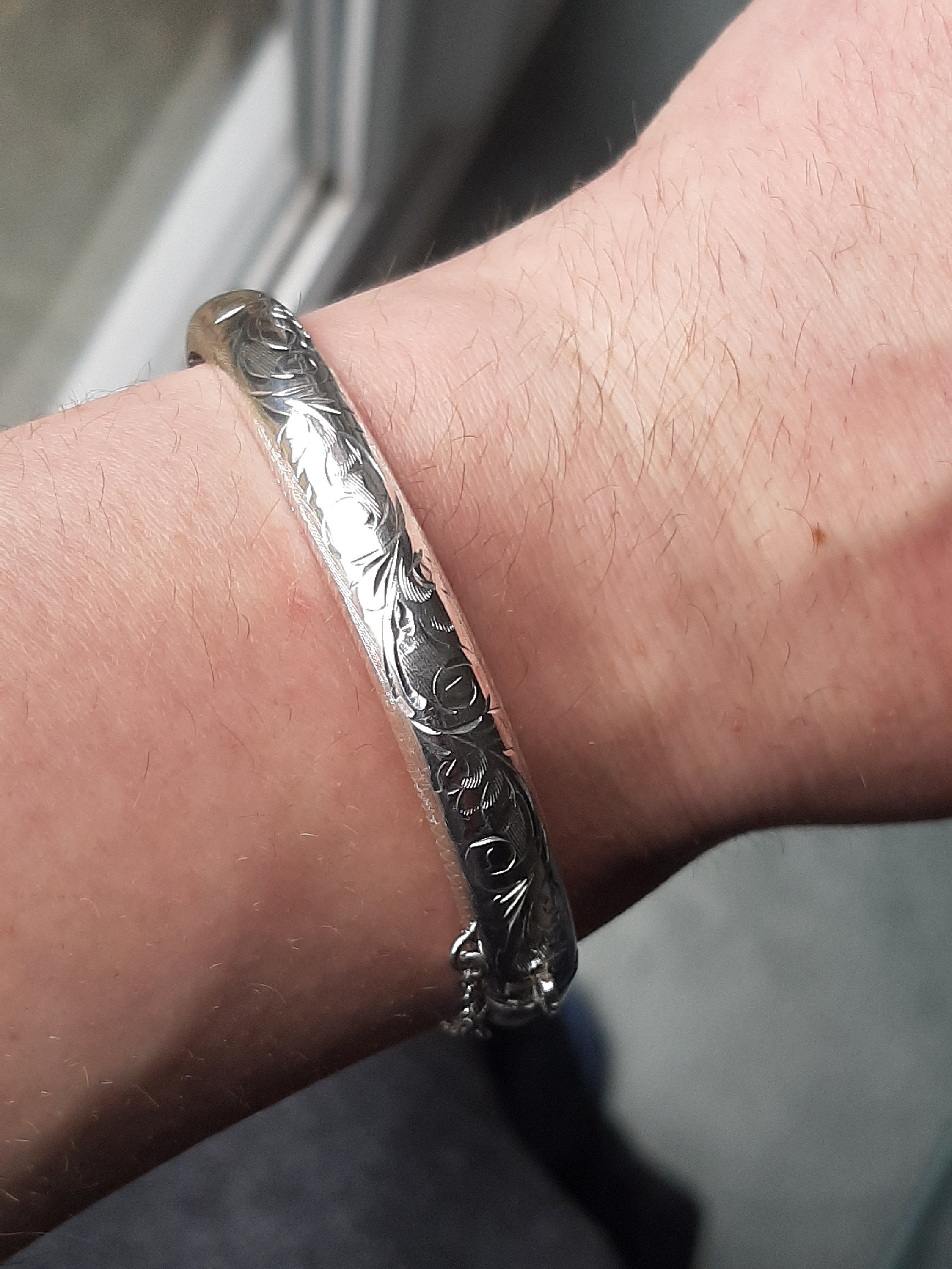 vintage silver bangle　Bracelet　バングル　925 Vintage Etched Sterling Silver Bangle Bracelet 5 3/16