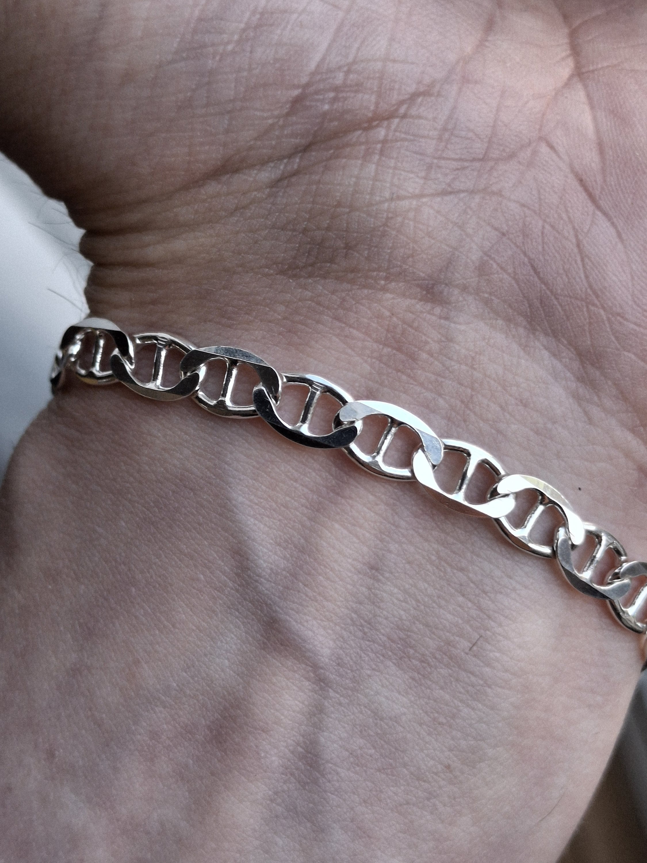 A Vintage Solid Silver Marine Anchor Link Bracelet - Etsy