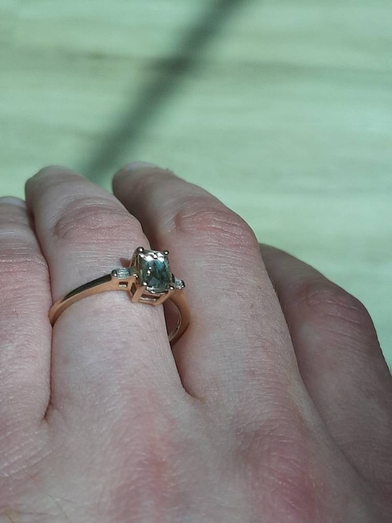 A 9ct Gold Csarite and Diamond Ring. Etsy Australia
