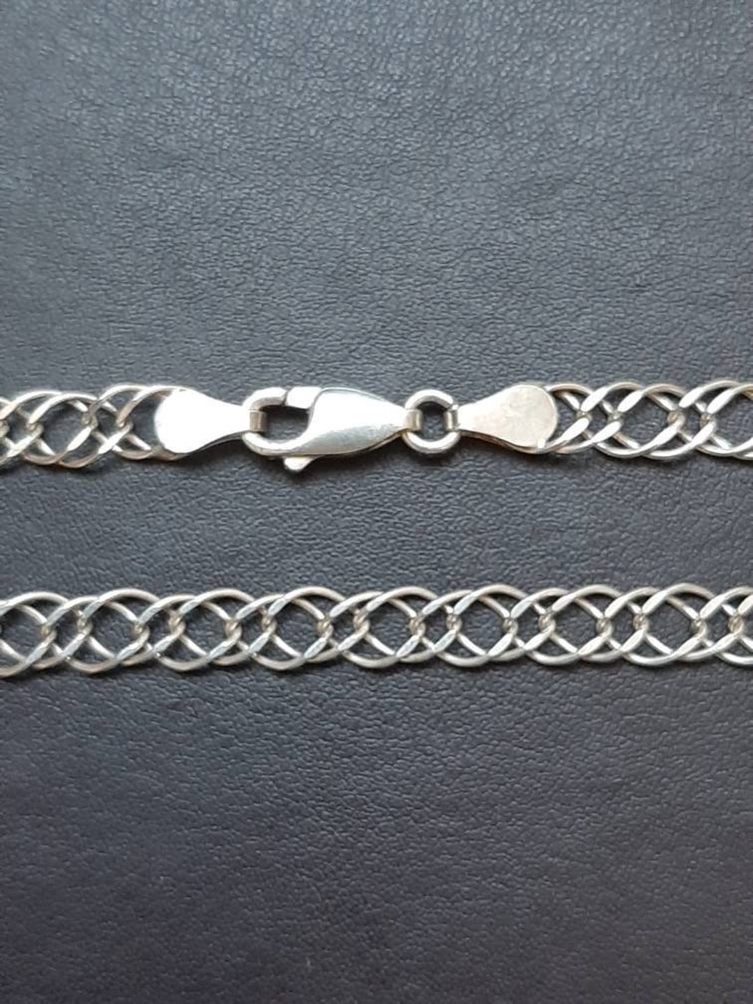 vintage 〇▢ design chain silver bracelet Vintage Wearable Chain Wide Design Bracelet 925 Sterling BR