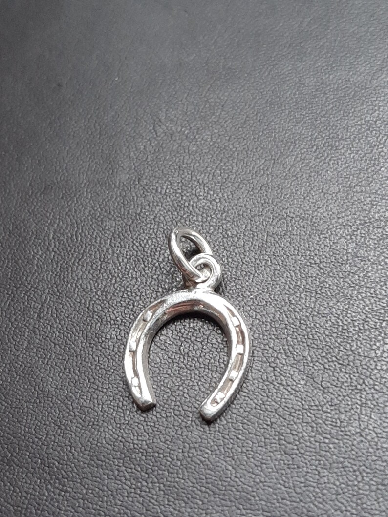 A silver lucky horseshoe pendant charm image 7