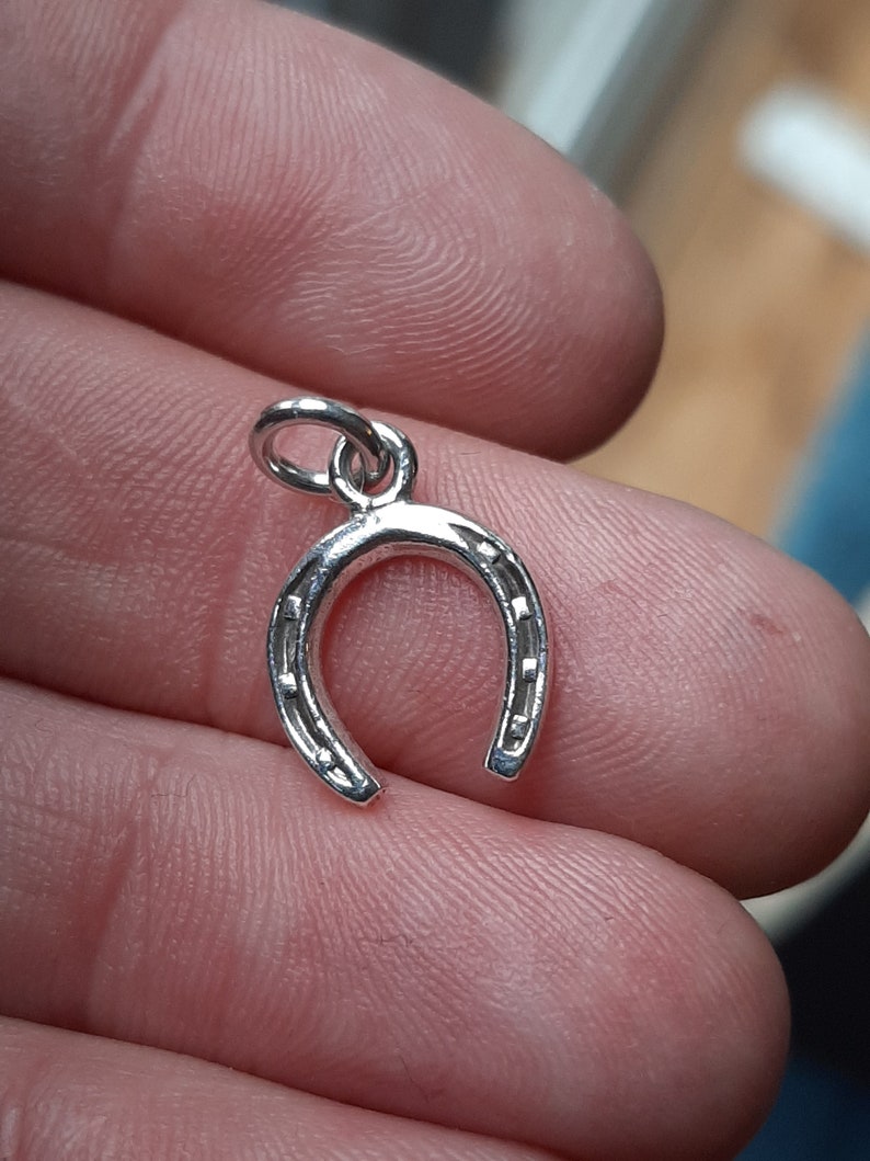 A silver lucky horseshoe pendant charm image 2