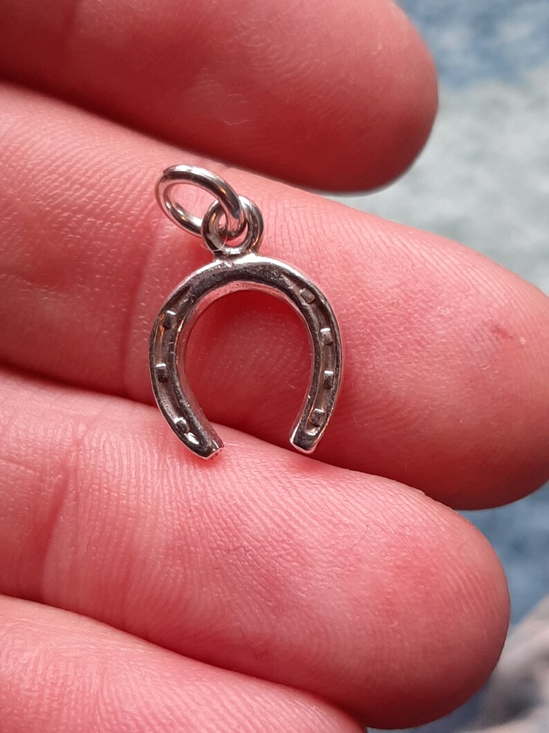 A silver lucky horseshoe pendant charm image 4