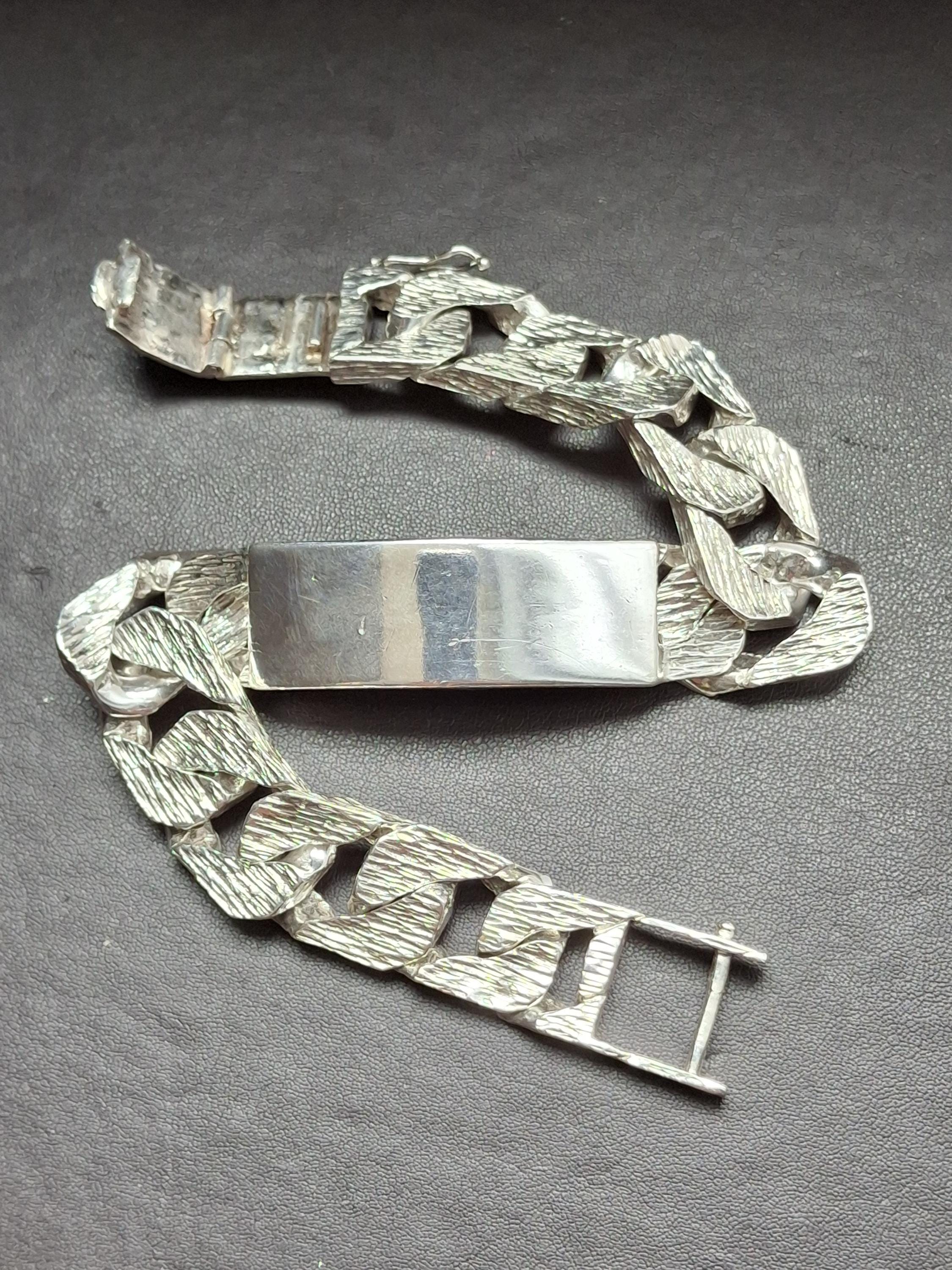 A Heavy Vintage Silver Identity Bracelet - Etsy A Heavy Vintage Silver Identity Bracelet - Etsy